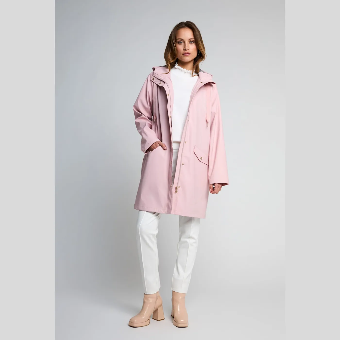 Micha Rain Coat | Dusty Rose / Red