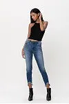 Mid Rise Fray Hem Crop Skinny