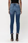 Mid Rise Fray Hem Crop Skinny