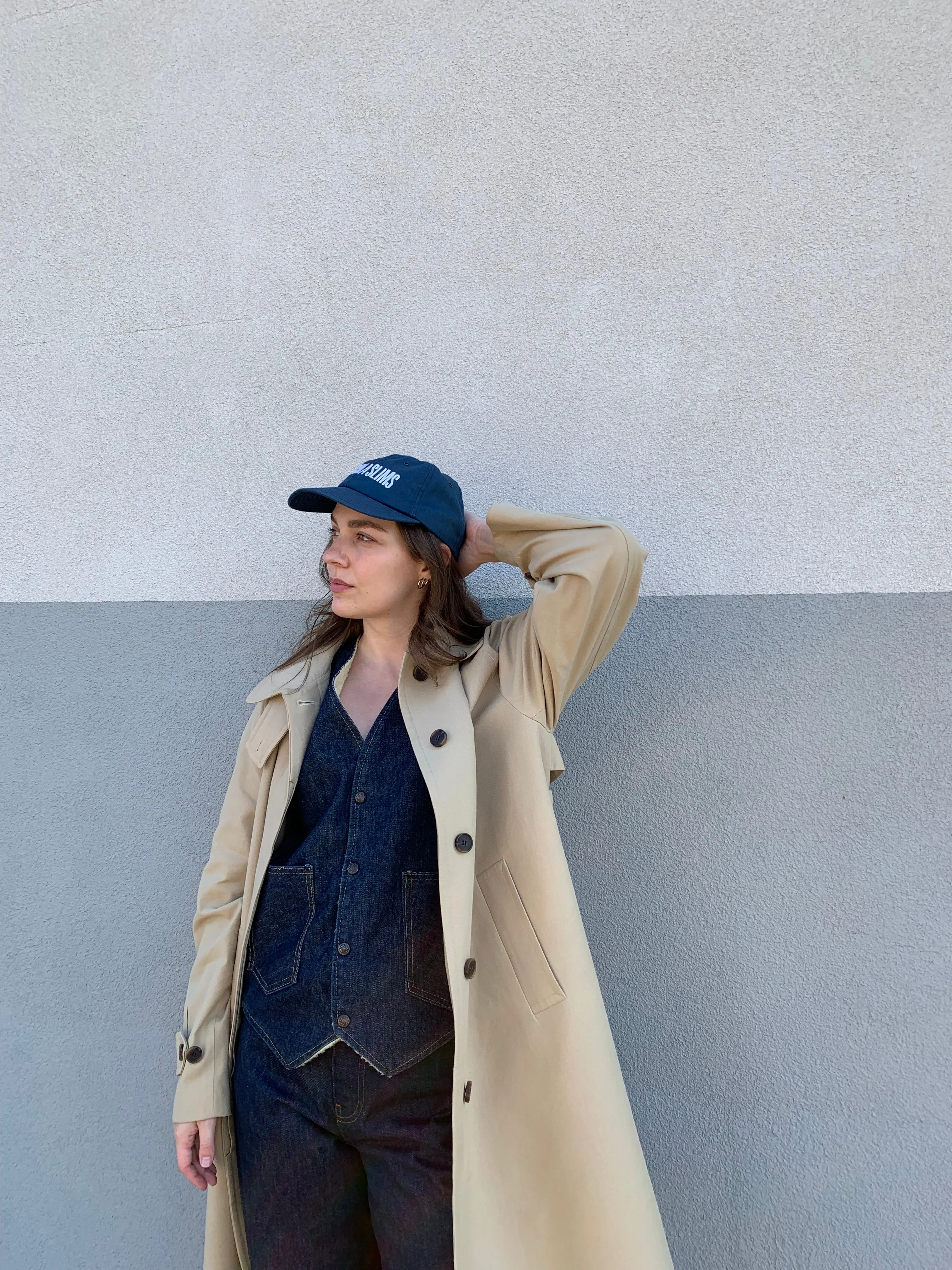 minimal khaki trench coat