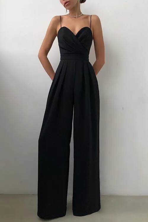 Minimalism Wide Leg Slip Jumpsuits