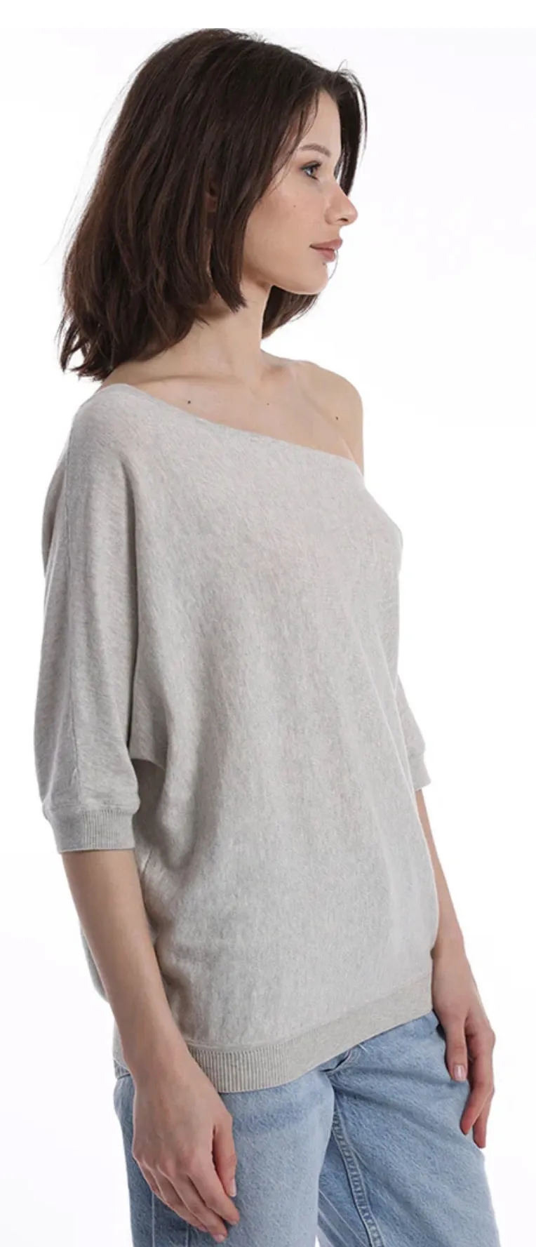 Minnie Rose Short Sleeve Off Shoulder Sweater