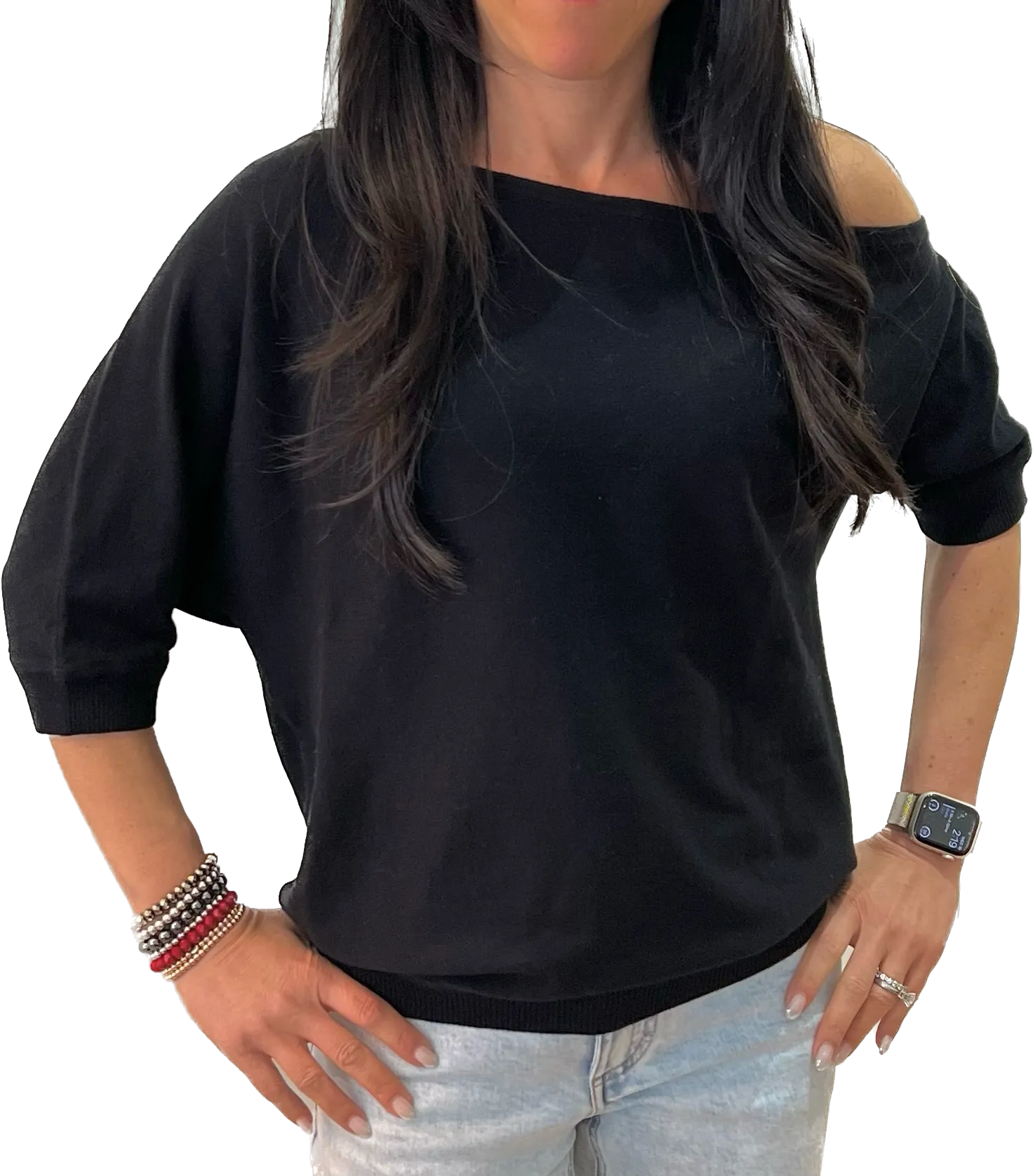 Minnie Rose Short Sleeve Off Shoulder Sweater