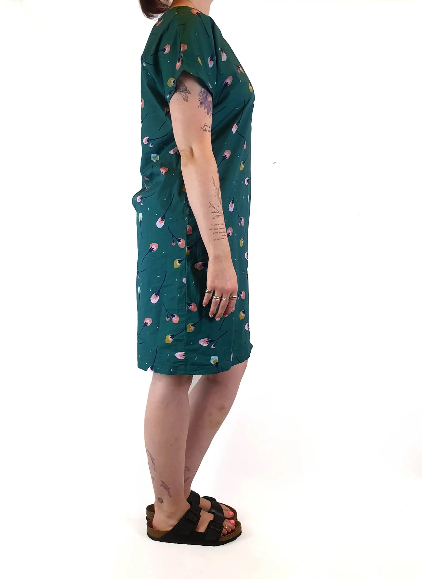 Miranda Murphy green print shell style dress size L (best fits 12-small 14)