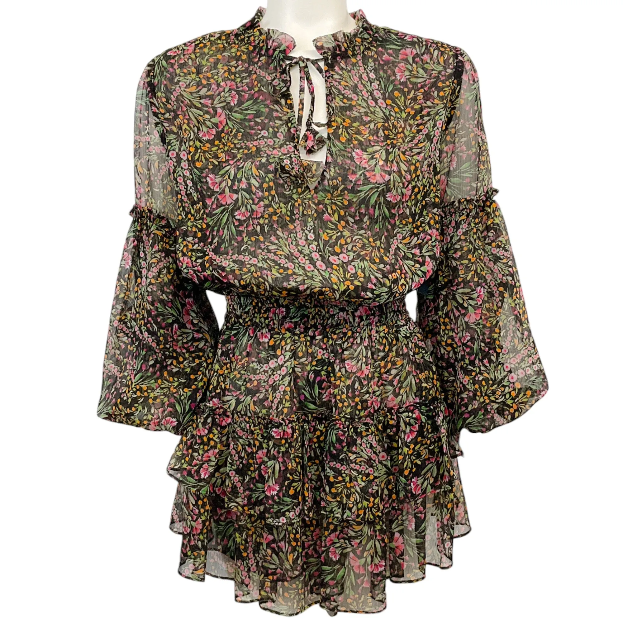 MISA Los Angeles Black Multi Floral Teya Mini Dress
