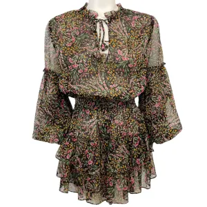 MISA Los Angeles Black Multi Floral Teya Mini Dress