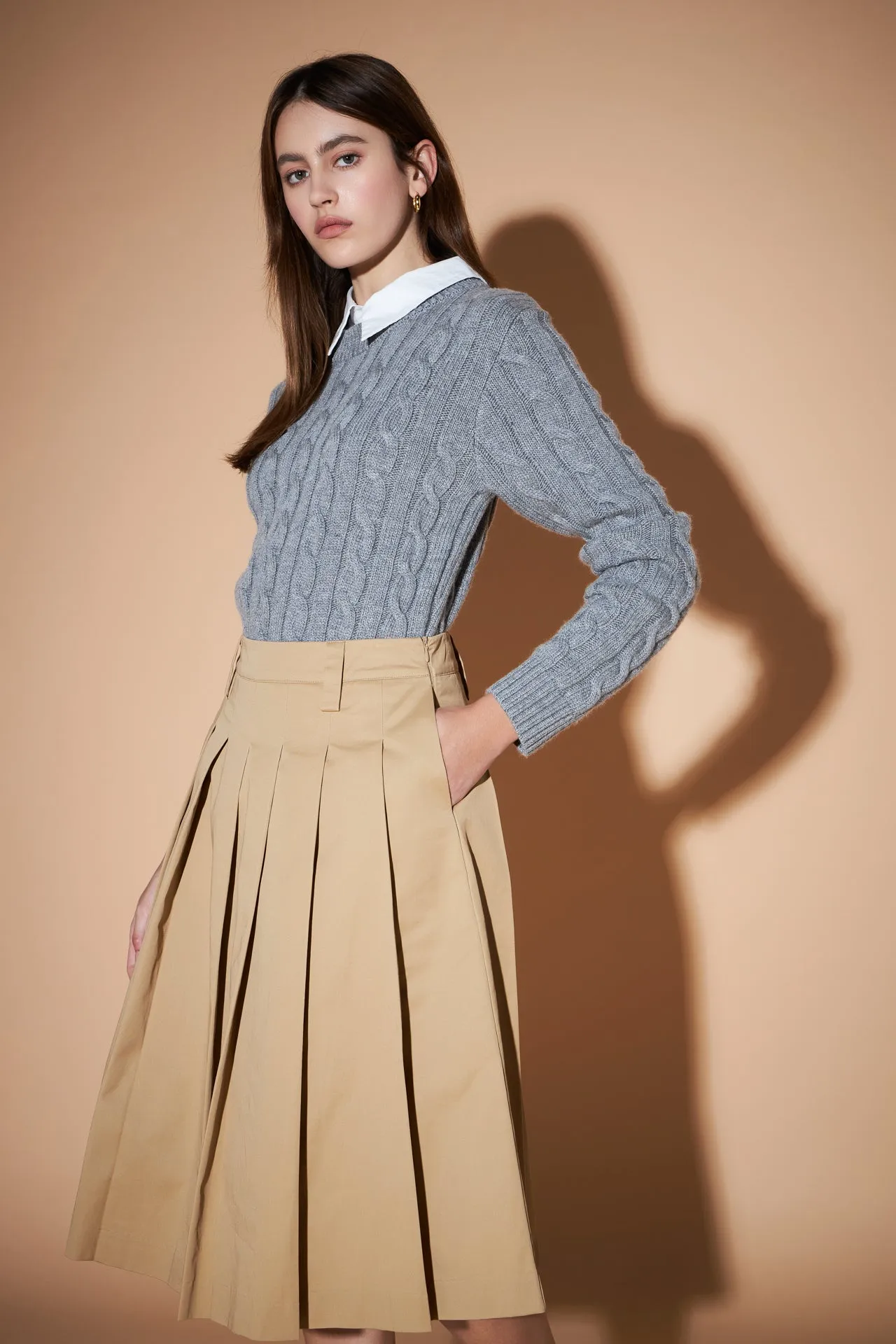 Mixed Media Cable Knit Sweater
