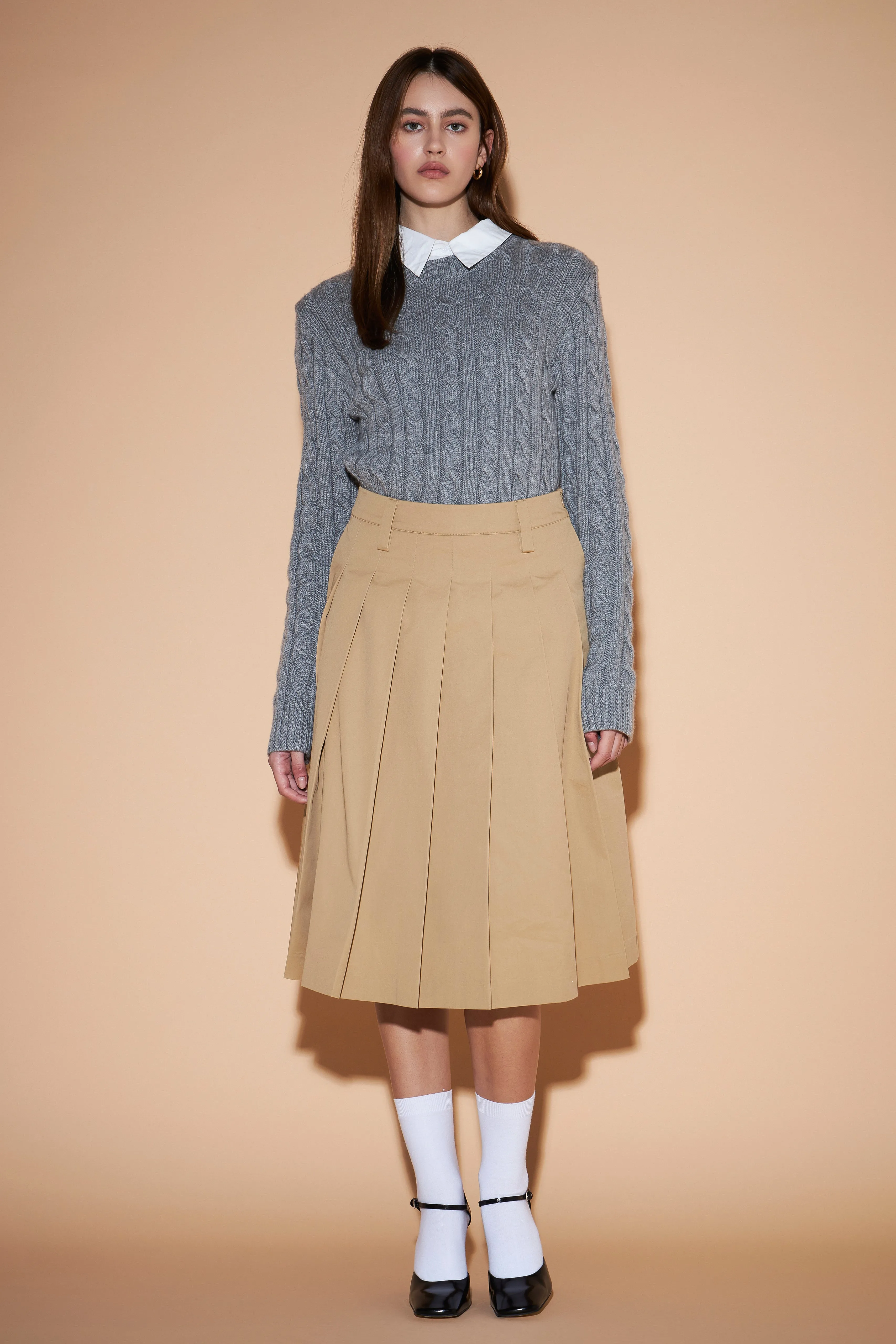 Mixed Media Cable Knit Sweater