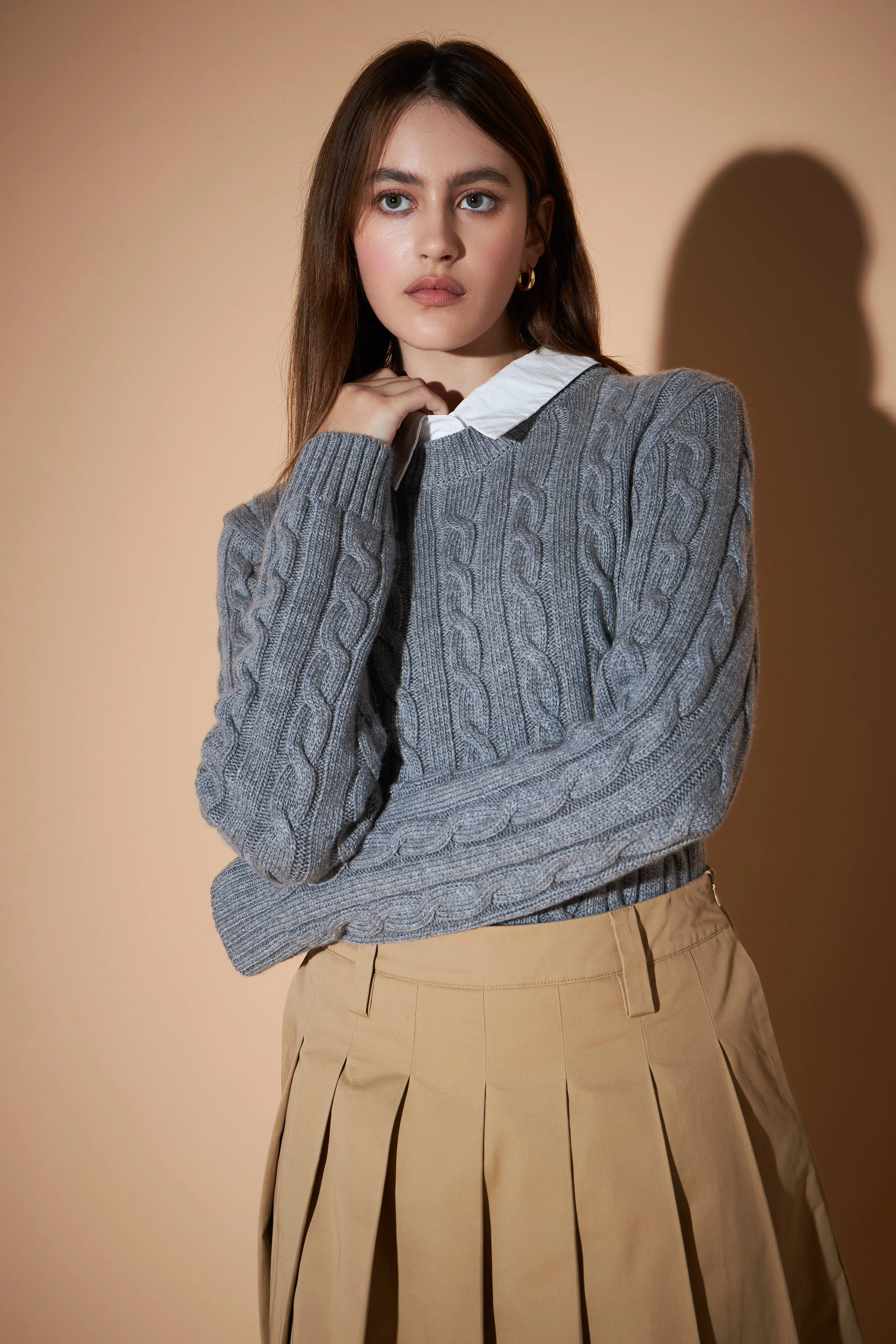 Mixed Media Cable Knit Sweater