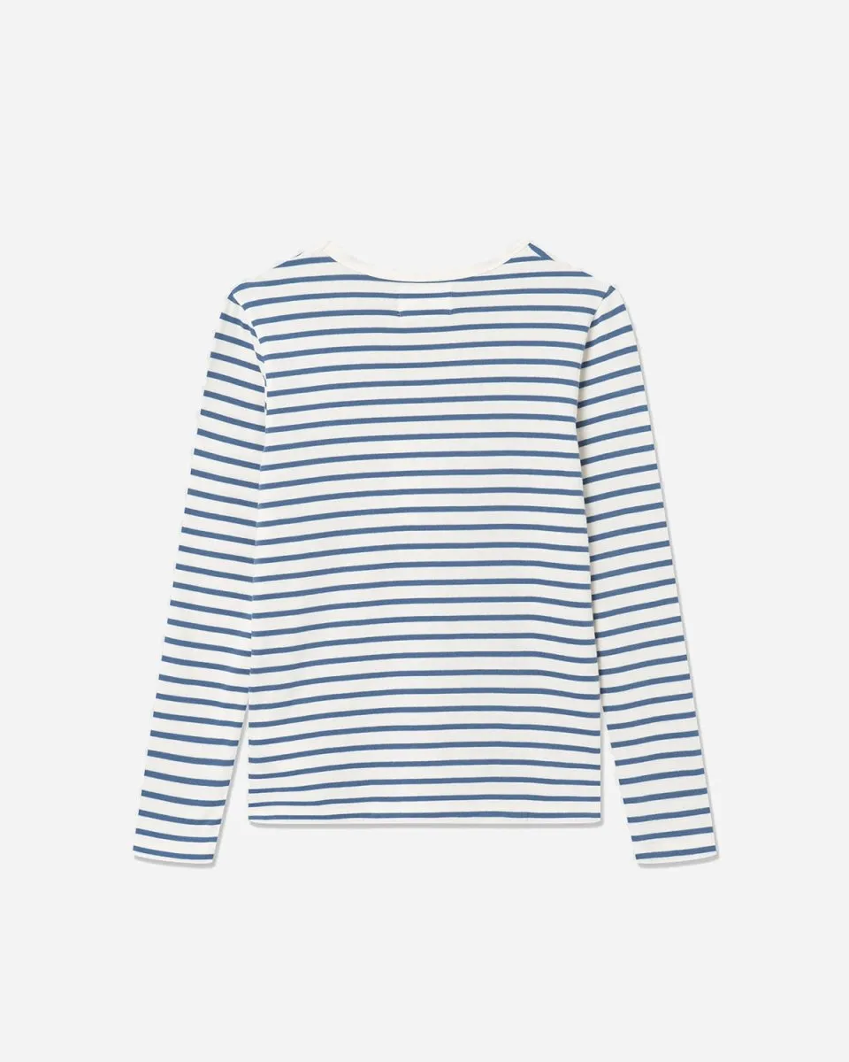 Moa Long Sleeve Kick - Off White/Blue Stripes