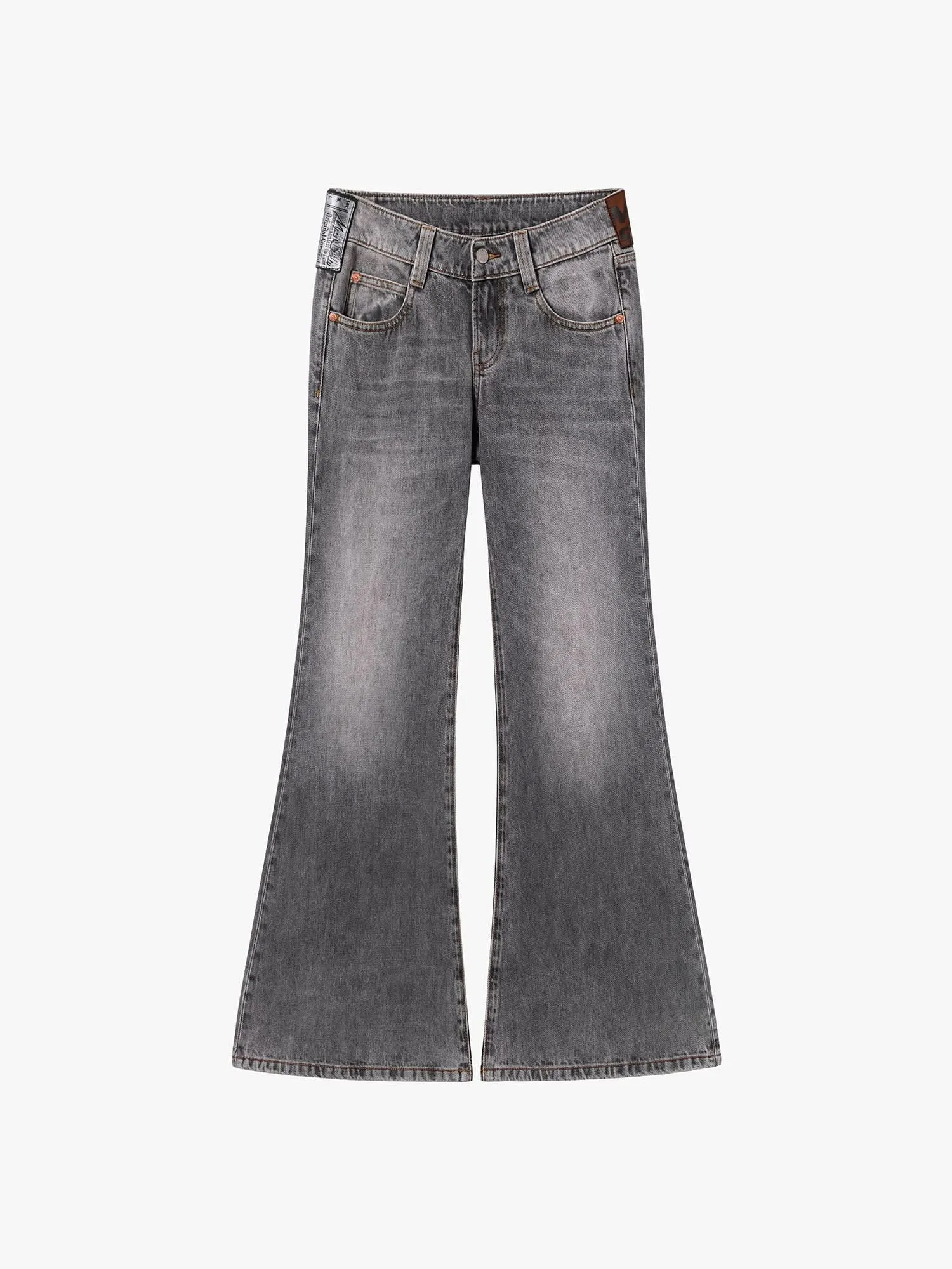 Multi-Patch Low-Rise Flared  Jeans