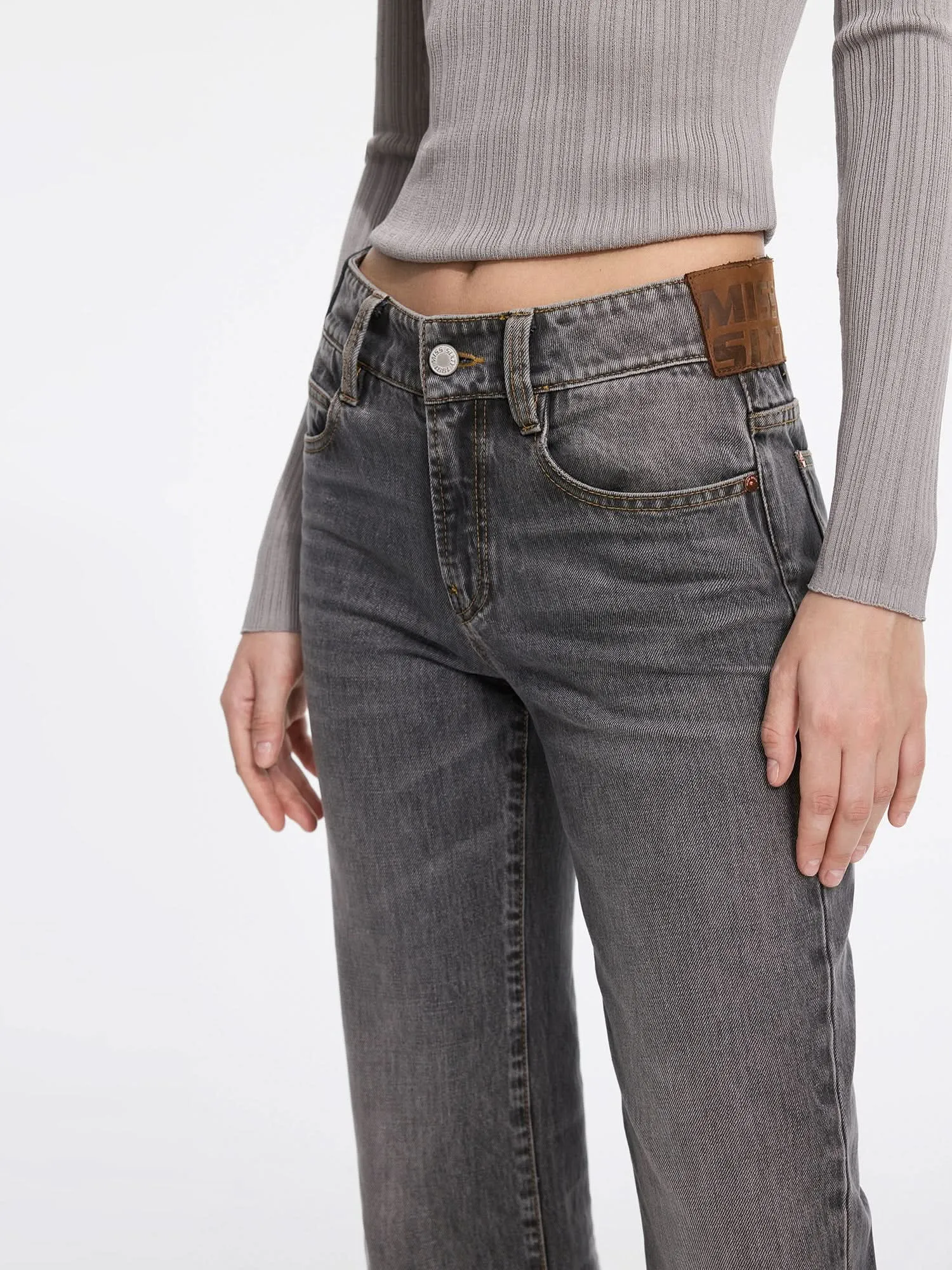 Multi-Patch Low-Rise Flared Jeans