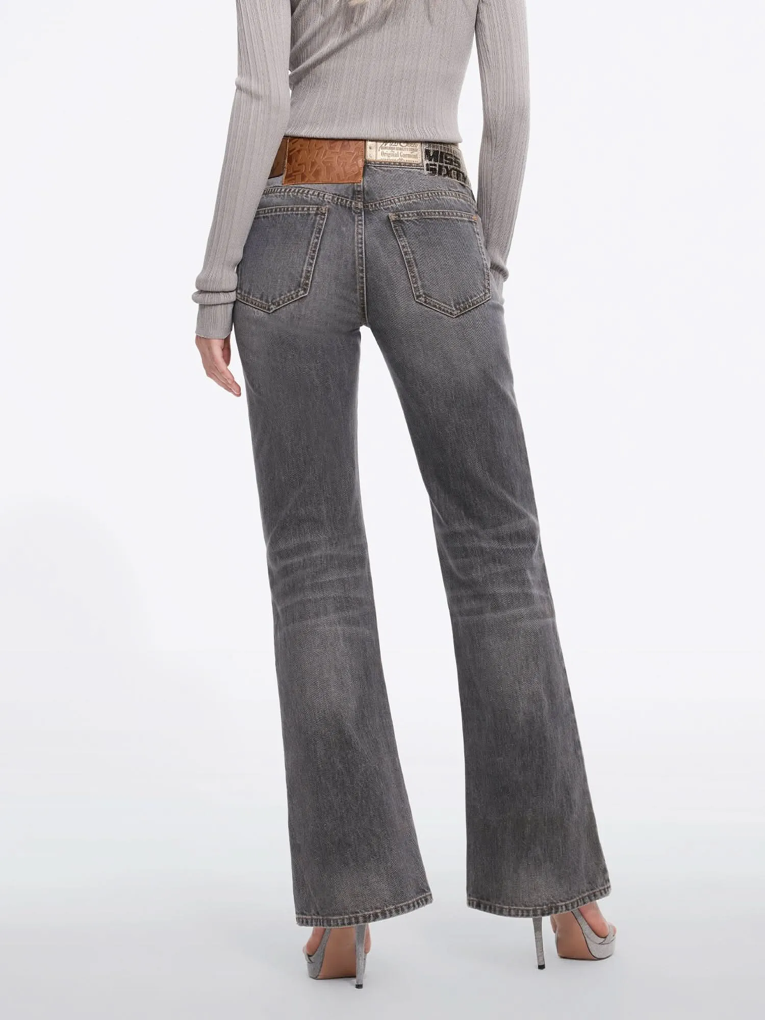 Multi-Patch Low-Rise Flared Jeans