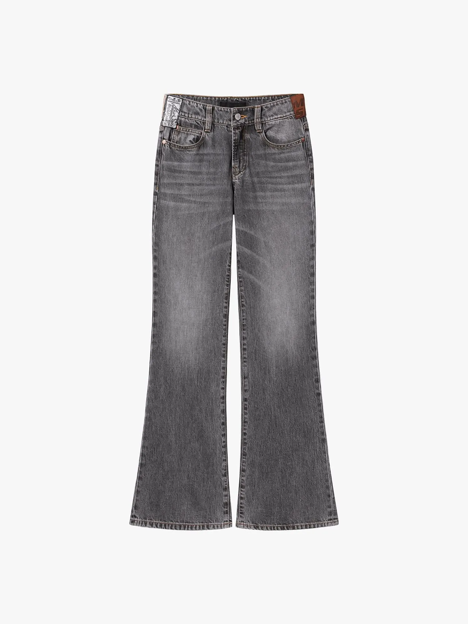Multi-Patch Low-Rise Flared Jeans