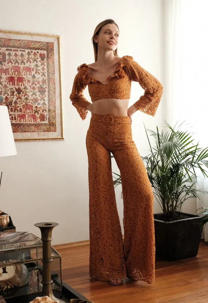 Mustard Frill Detailed Under-Top Suit