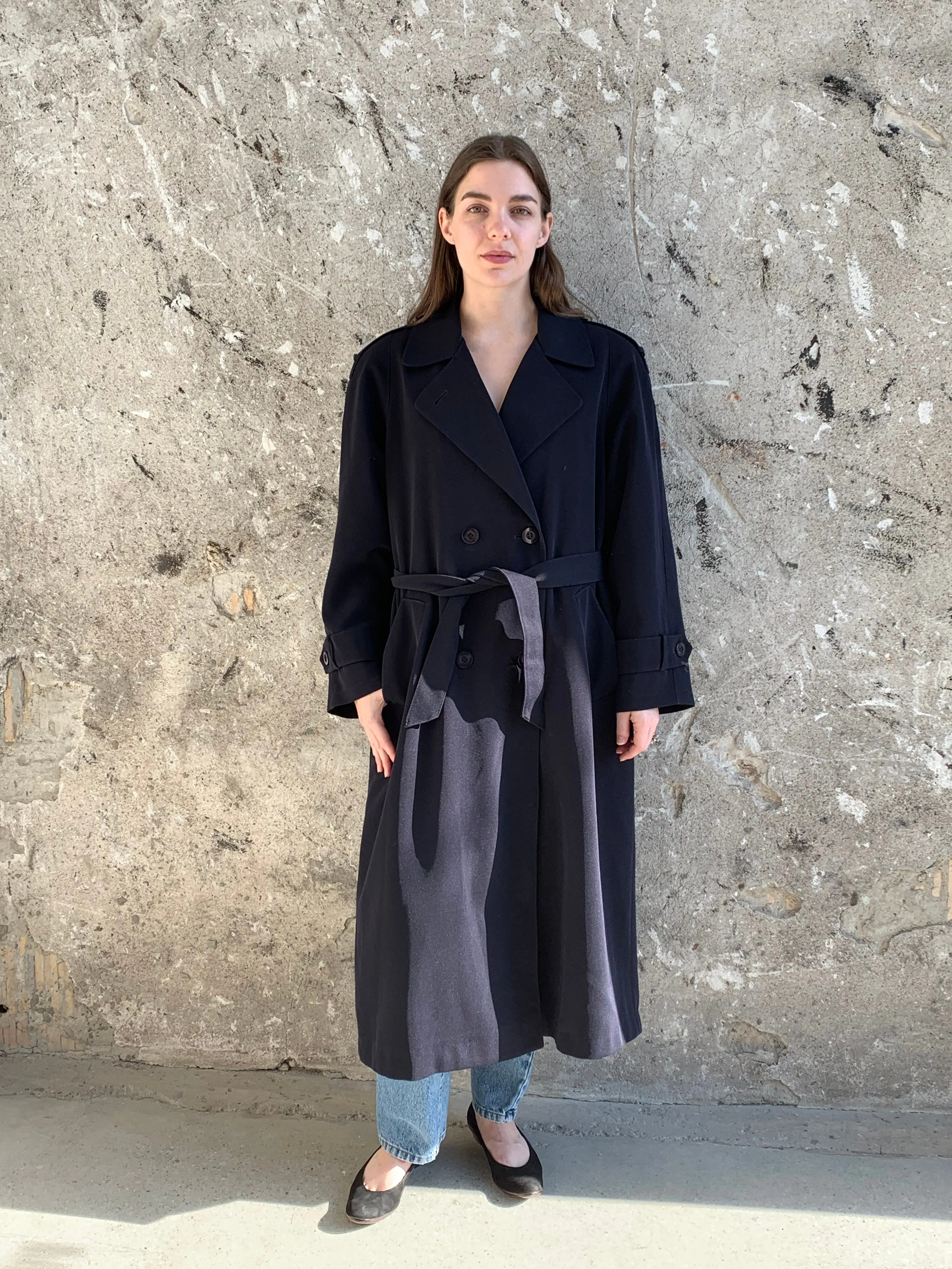 navy trench coat