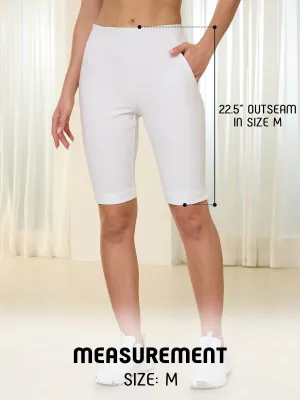 NEW ACEGOLFS GLAMOUR 22.5 Inch Slim-Fit Stretch Shorts UPF50 , White, Sz M, Retails $90