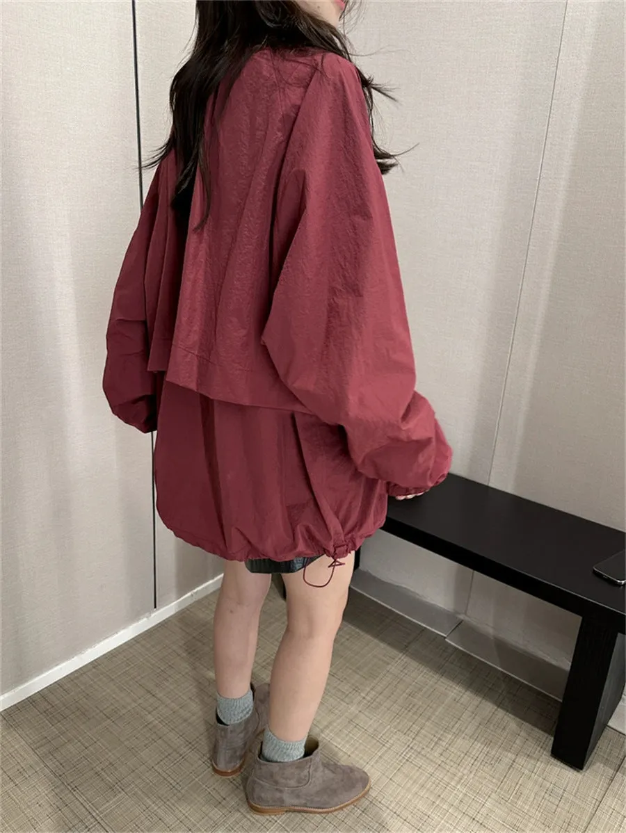 NEW & IN-STOCK - Korean Maroon Windbreaker Jacket
