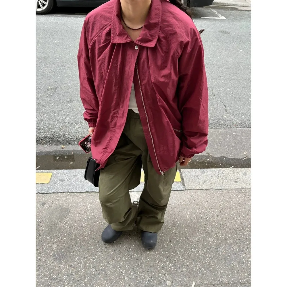 NEW & IN-STOCK - Korean Maroon Windbreaker Jacket
