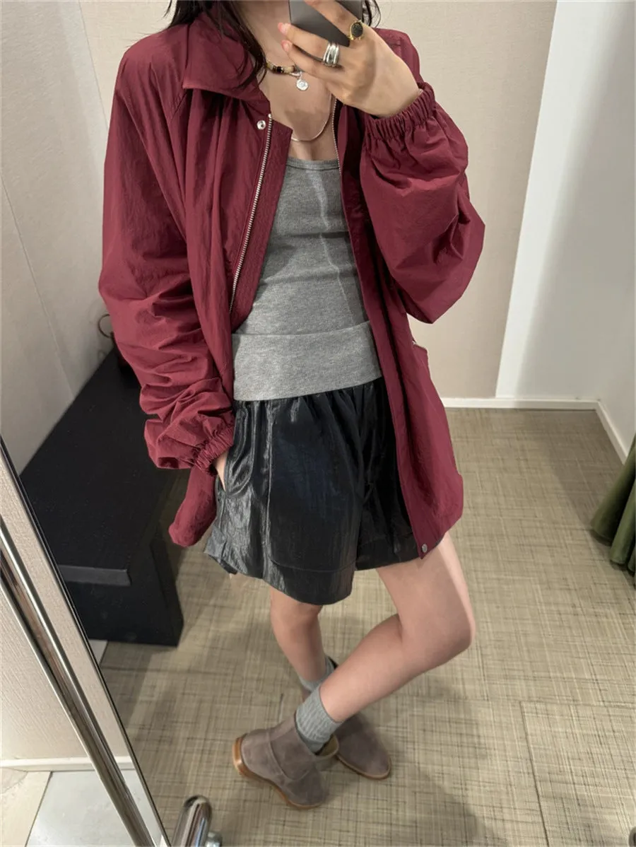 NEW & IN-STOCK - Korean Maroon Windbreaker Jacket