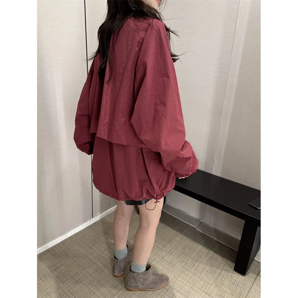 NEW & IN-STOCK - Korean Maroon Windbreaker Jacket