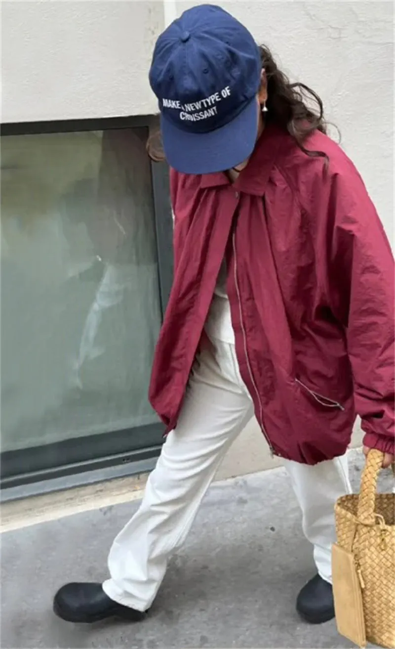NEW & IN-STOCK - Korean Maroon Windbreaker Jacket