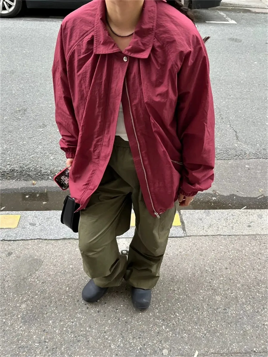 NEW & IN-STOCK - Korean Maroon Windbreaker Jacket