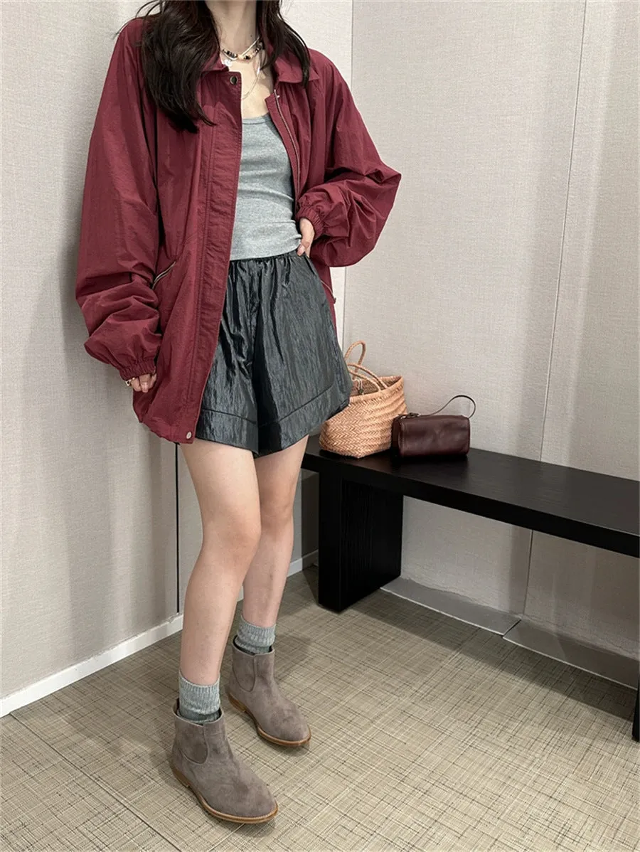 NEW & IN-STOCK - Korean Maroon Windbreaker Jacket