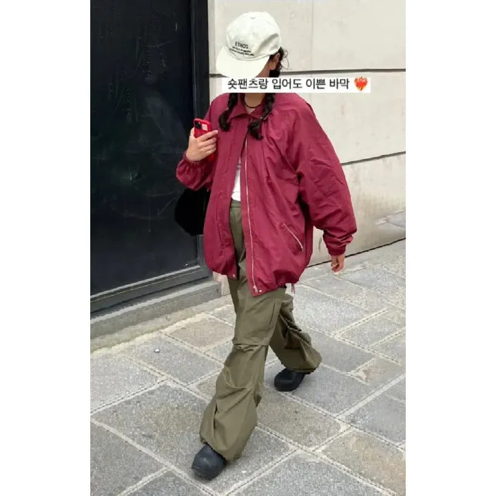 NEW & IN-STOCK - Korean Maroon Windbreaker Jacket