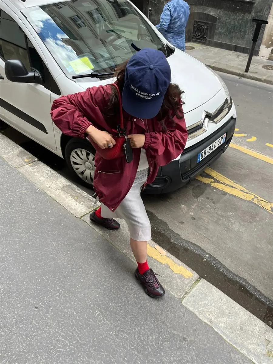 NEW & IN-STOCK - Korean Maroon Windbreaker Jacket