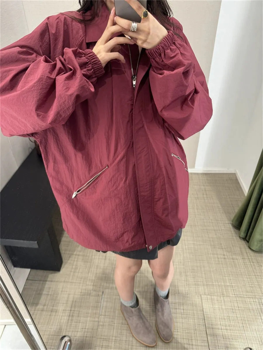 NEW & IN-STOCK - Korean Maroon Windbreaker Jacket