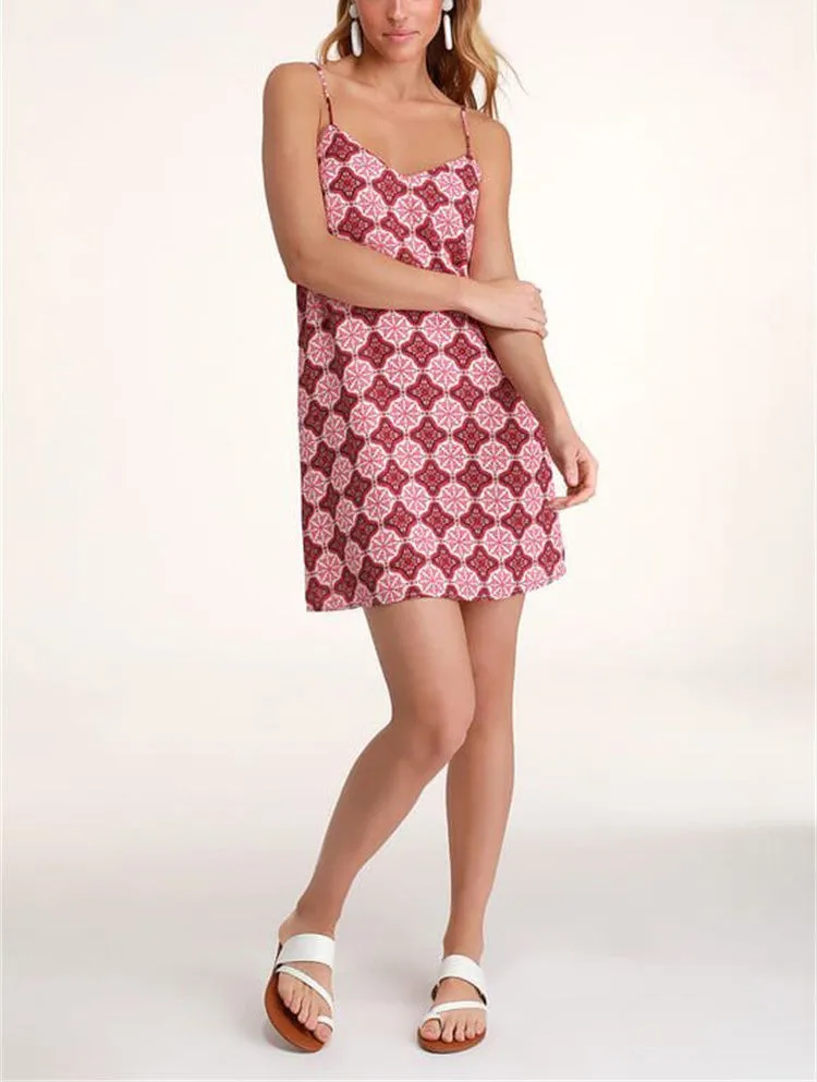 New Sexy Ethnic Style Print Strap Dress