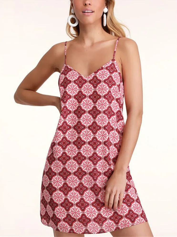 New Sexy Ethnic Style Print Strap Dress