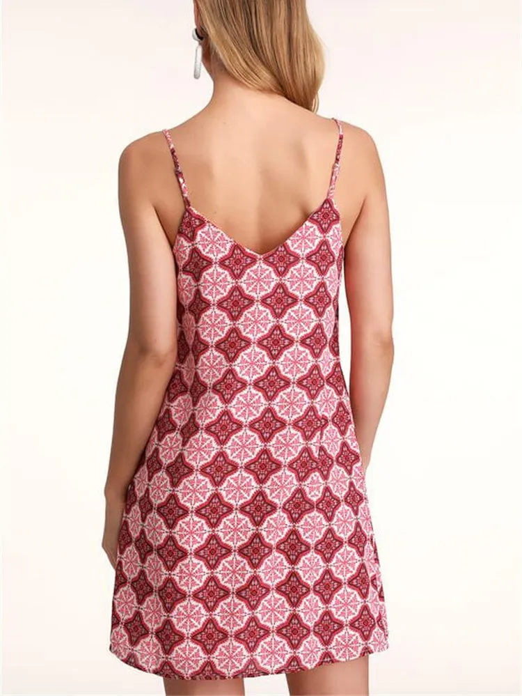 New Sexy Ethnic Style Print Strap Dress