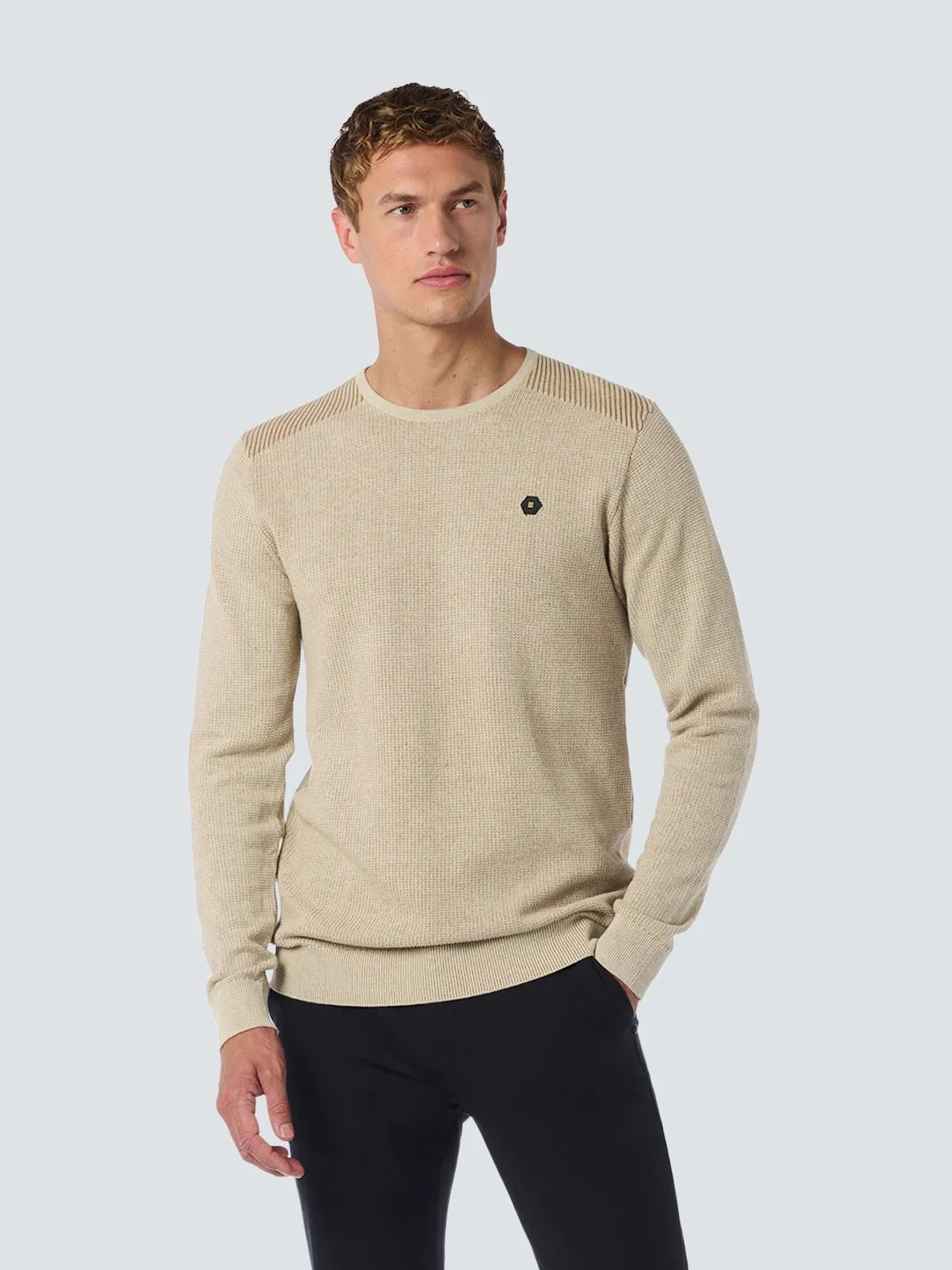 NO EXCESS JACQUARD 2 COLOURED CREWNECK PULLOVER 25230821SN