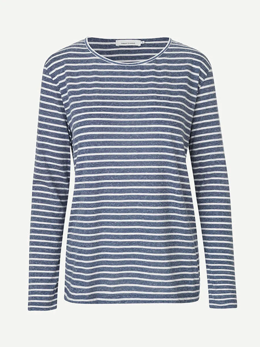 Nobel LS Stripe Top - White Blue