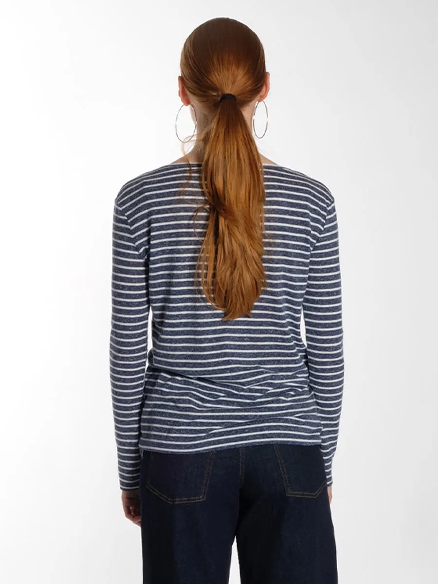 Nobel LS Stripe Top - White Blue