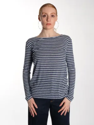 Nobel LS Stripe Top - White Blue