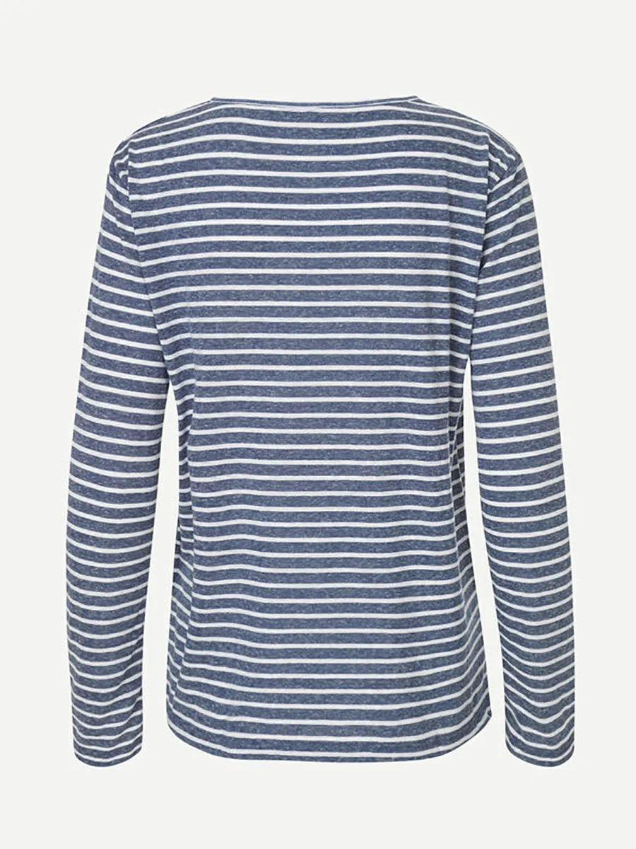 Nobel LS Stripe Top - White Blue