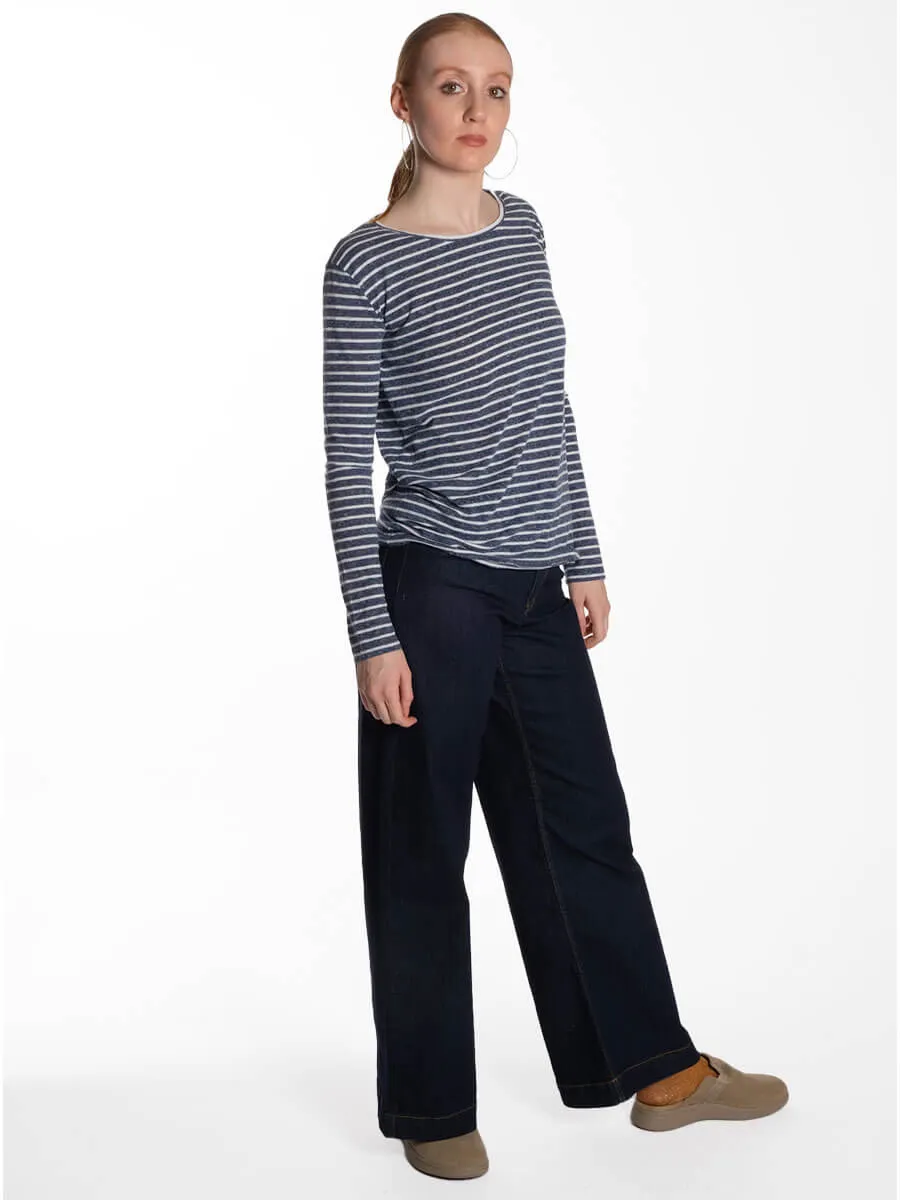 Nobel LS Stripe Top - White Blue