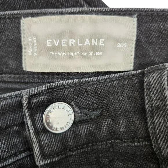 NWOT Everlane The Way High Sailor Jeans in Washed Black Size 30 Short