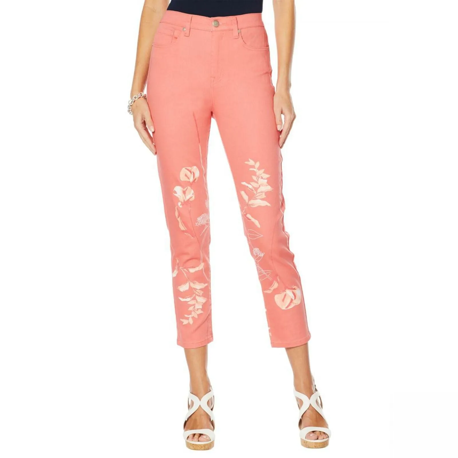 NWT DG2 Women's Floral Printed Hem Skinny Ankle Jeans. 655172 10