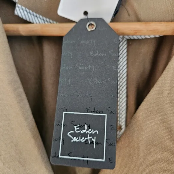 NWT Eden Society Olive Single-Breasted Short Trench Coat Size Large