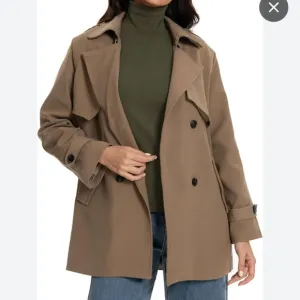NWT Eden Society Olive Single-Breasted Short Trench Coat Size Large