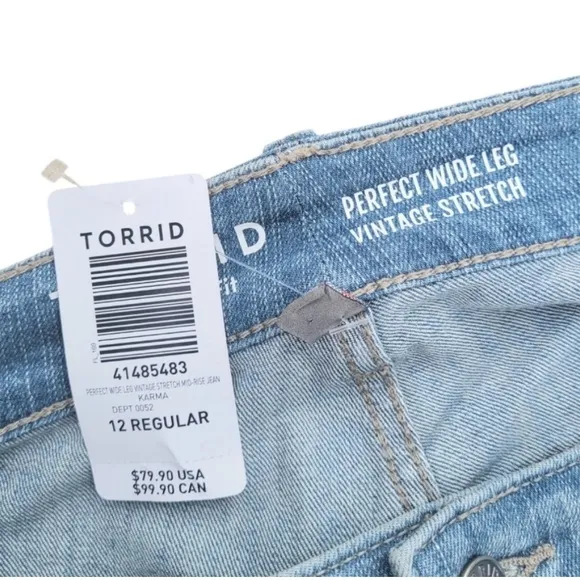 NWT TORRID Perfect Wide Leg Vintage Stretch Mid Rise Jeans