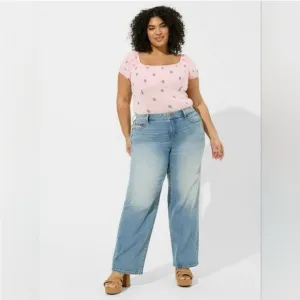 NWT TORRID Perfect Wide Leg Vintage Stretch Mid Rise Jeans