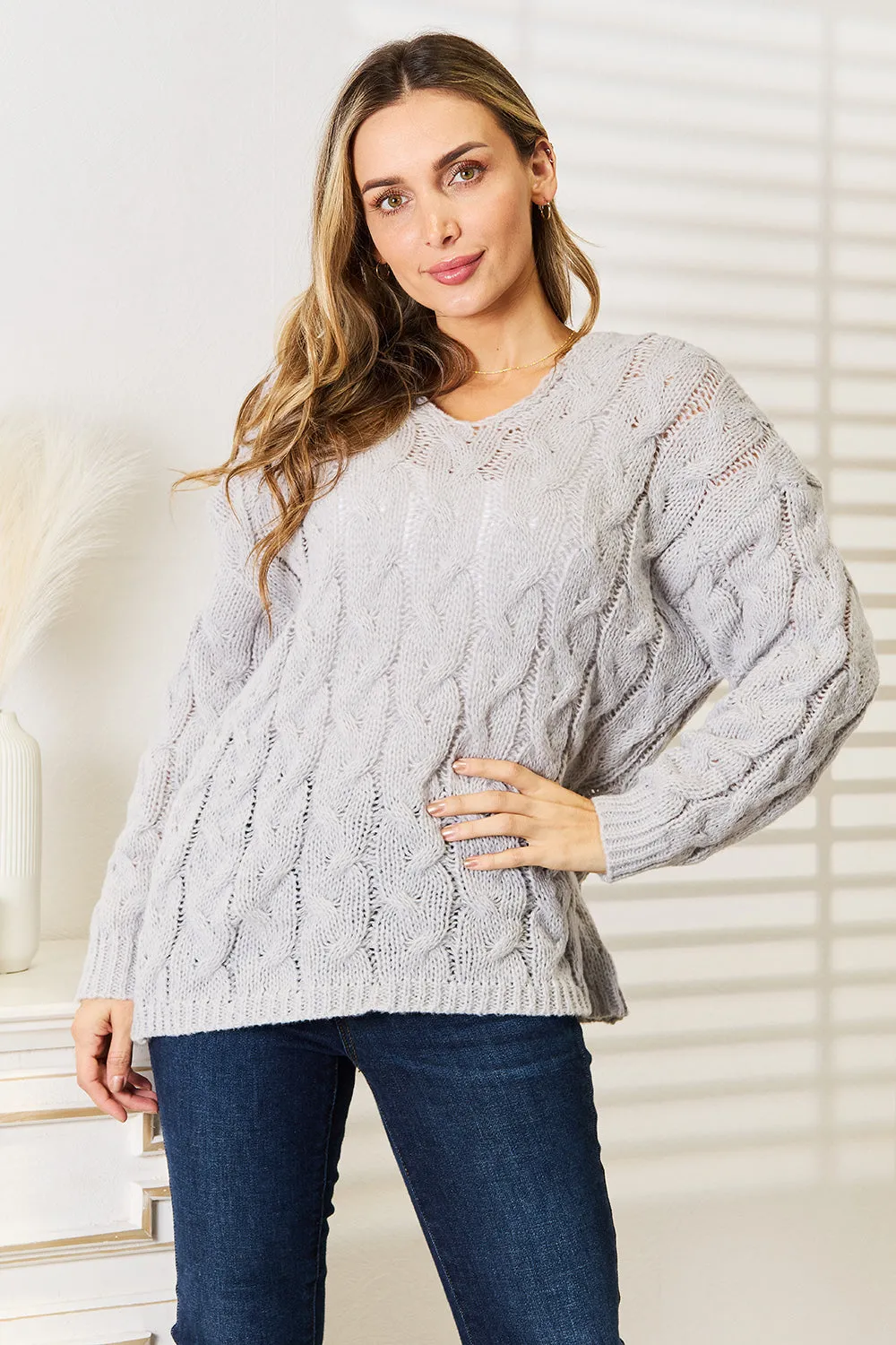 Olivia Cable-Knit Hooded Sweater