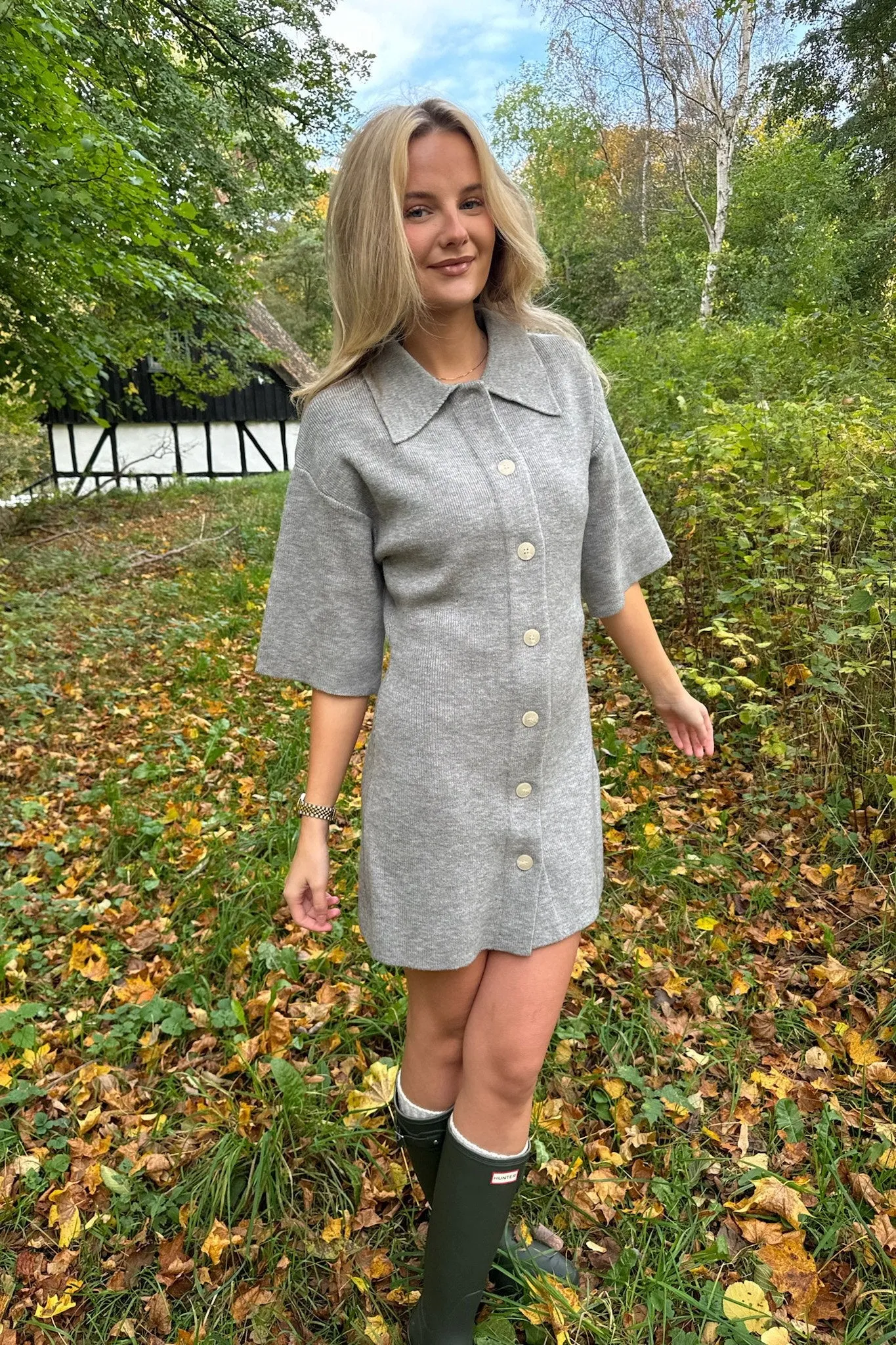 OliviaIC Strik Kjole - Grå