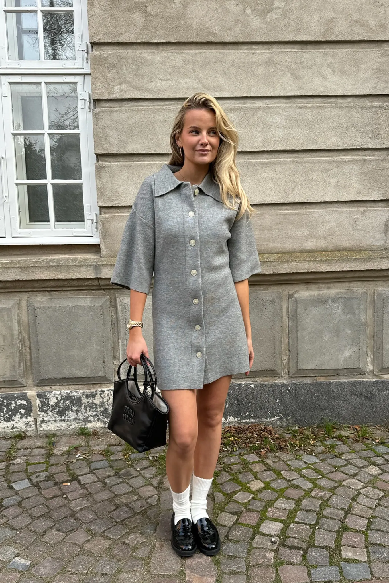 OliviaIC Strik Kjole - Grå