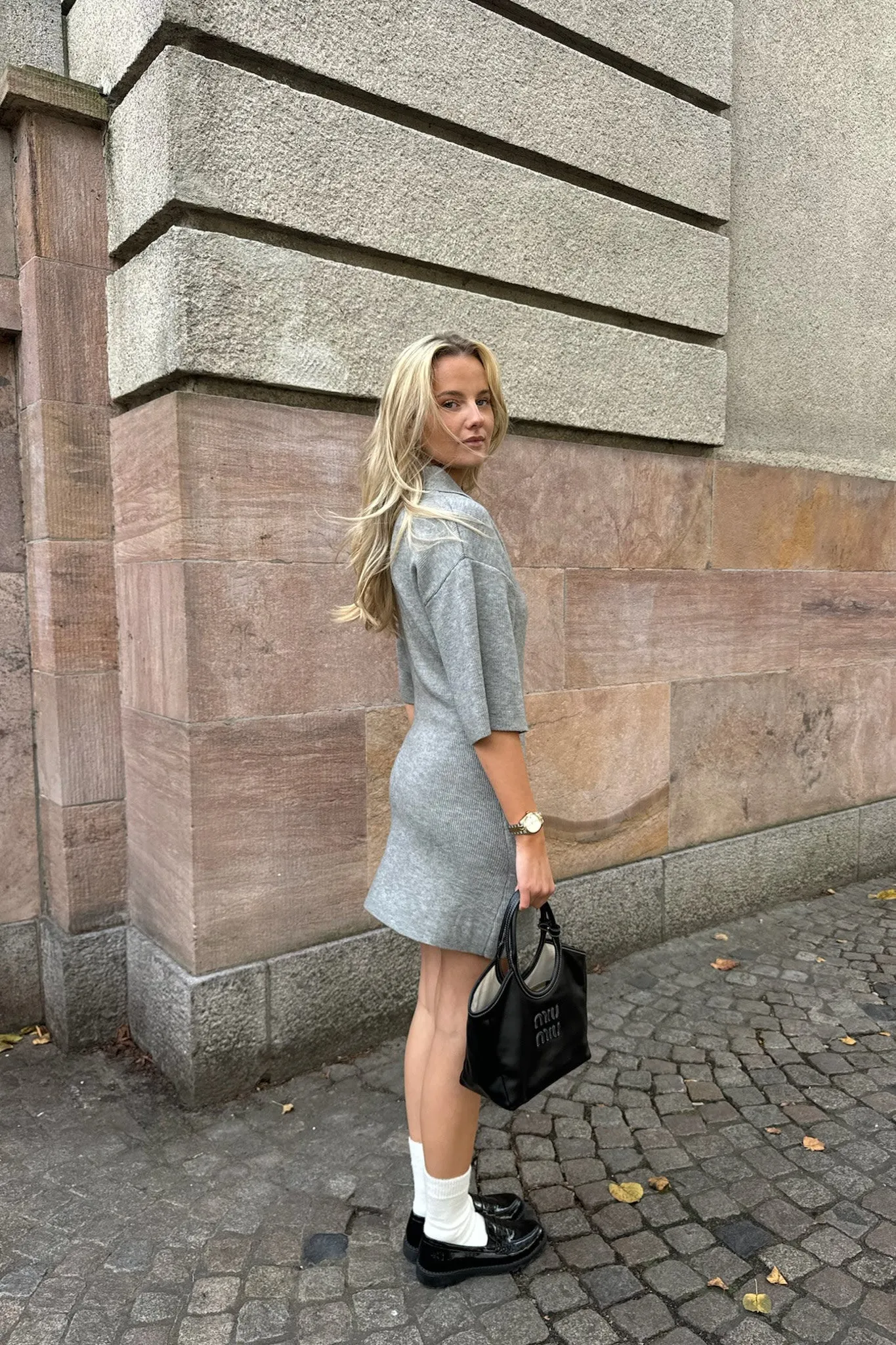 OliviaIC Strik Kjole - Grå